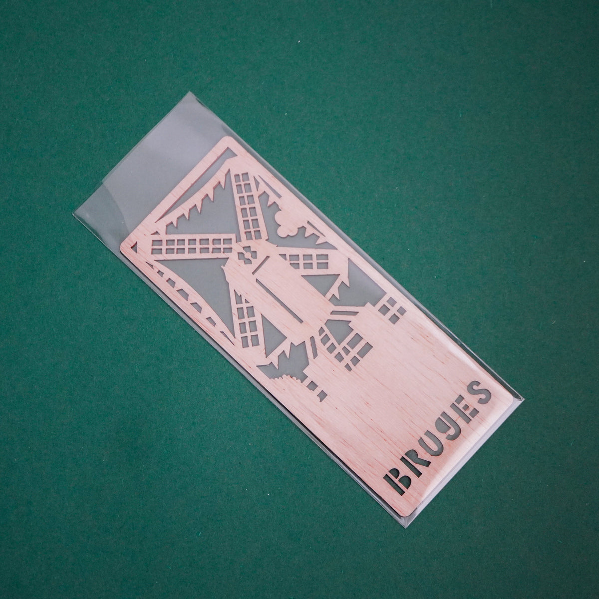 Wooden bookmark - Windmill of Bruges