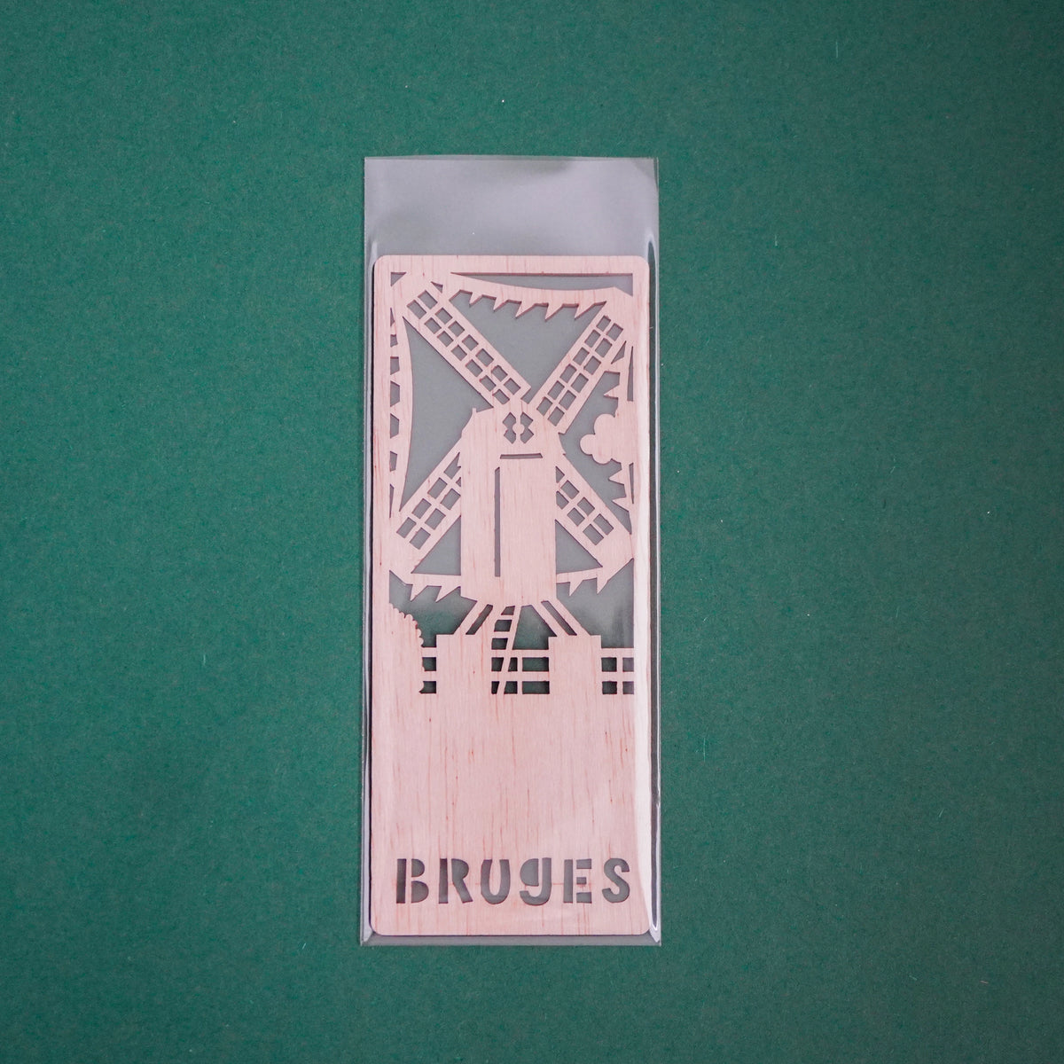 Wooden bookmark - Windmill of Bruges