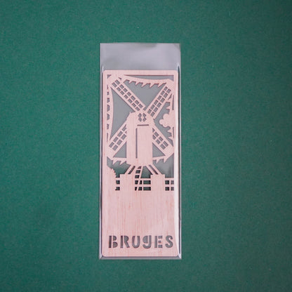 Wooden bookmark - Windmill of Bruges