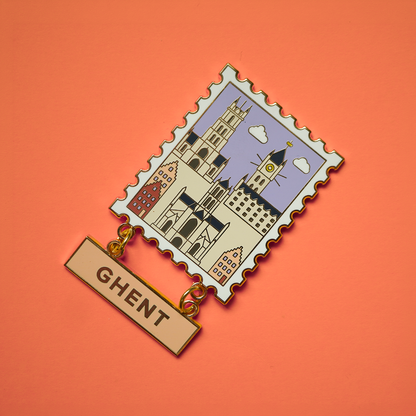 Enamel stamp magnet - Ghent