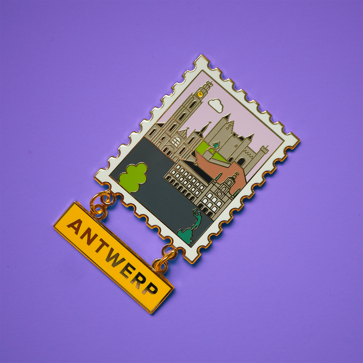Enamel stamp magnet - Antwerp