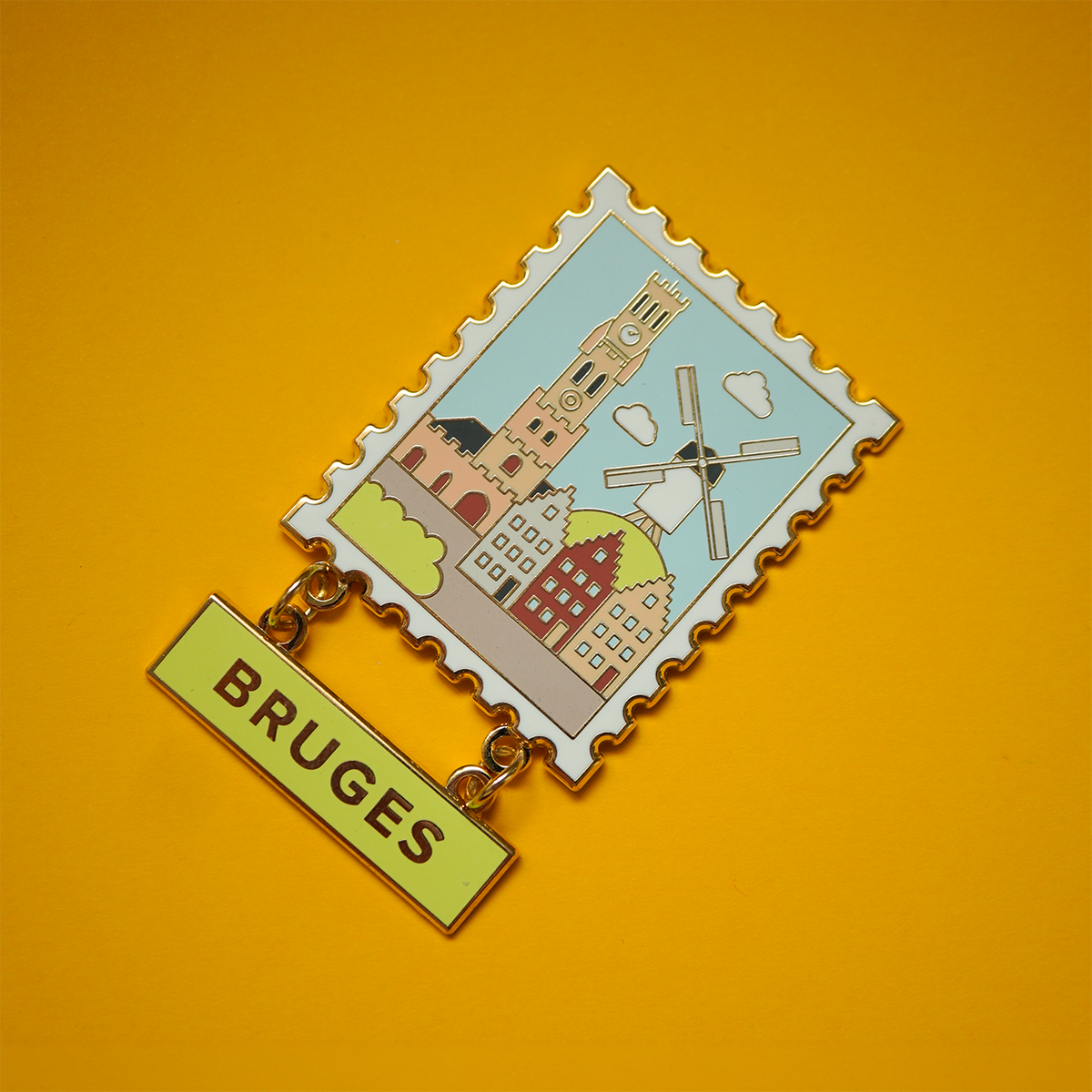 Enamel stamp magnet - Bruges