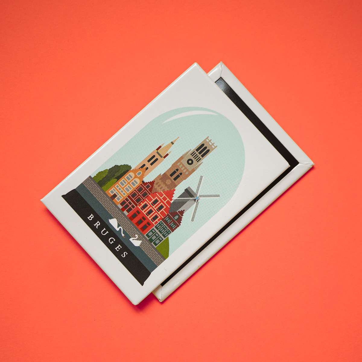 Tin plate magnet – Bruges in dome