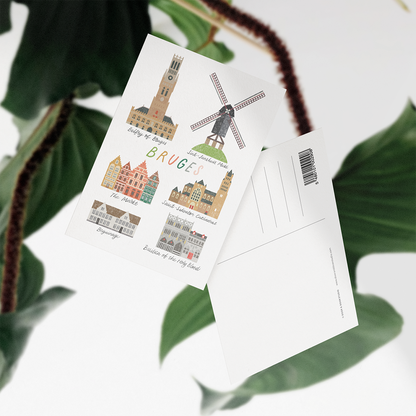 A6 Postcard – Bruges – Landmarks of Bruges