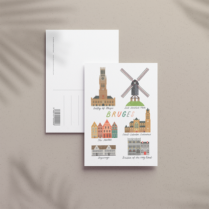 A6 Postcard – Bruges – Landmarks of Bruges