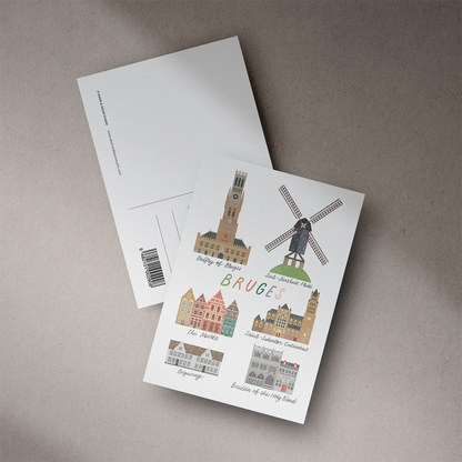 A6 Postcard – Bruges – Landmarks of Bruges