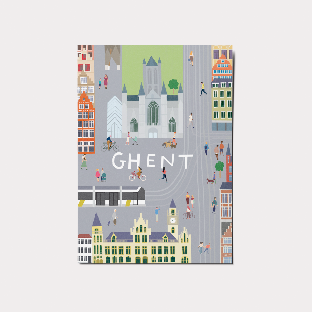 A6 Postcard – Ghent – Korenmarkt