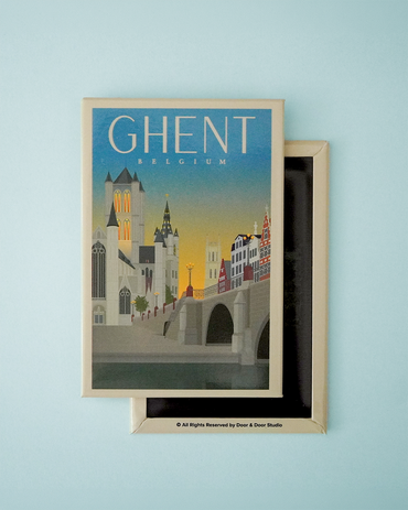 Tin plate magnet - Three towers in Ghent