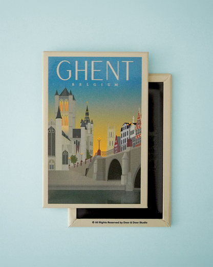 Tin plate magnet - Three towers in Ghent