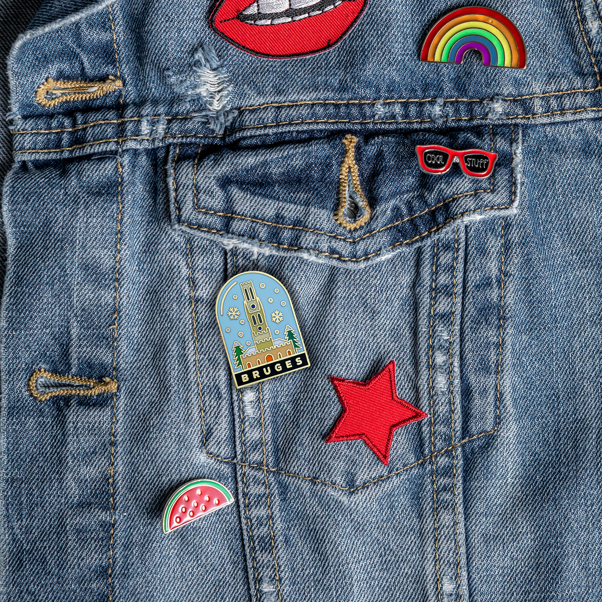 Hard enamel cities pin - Bruges
